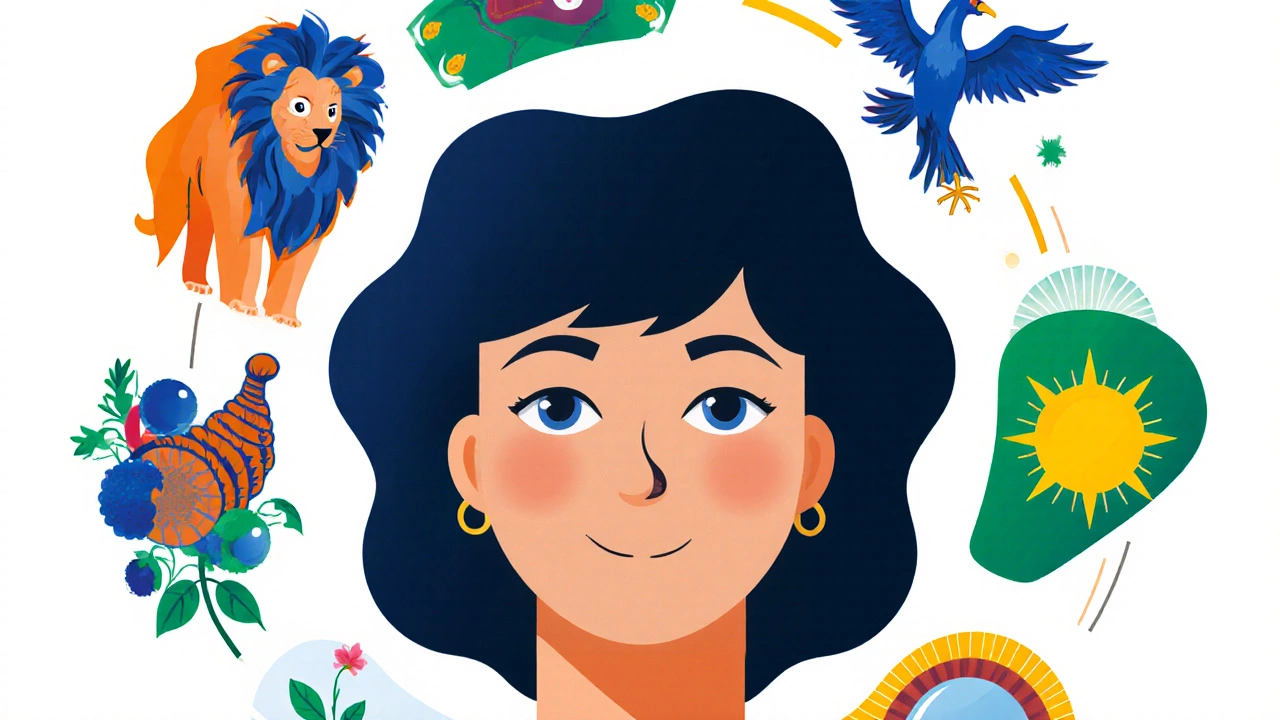 Illustrated icons for confidence, resilience, abundance, growth, self‑esteem, and positivity.